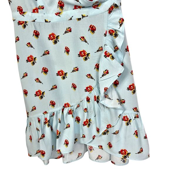 J Crew Mercantile Blue Floral Cap Sleeve Fit & Flare Faux Wrap Dress Women’s 0 - Picture 5 of 8